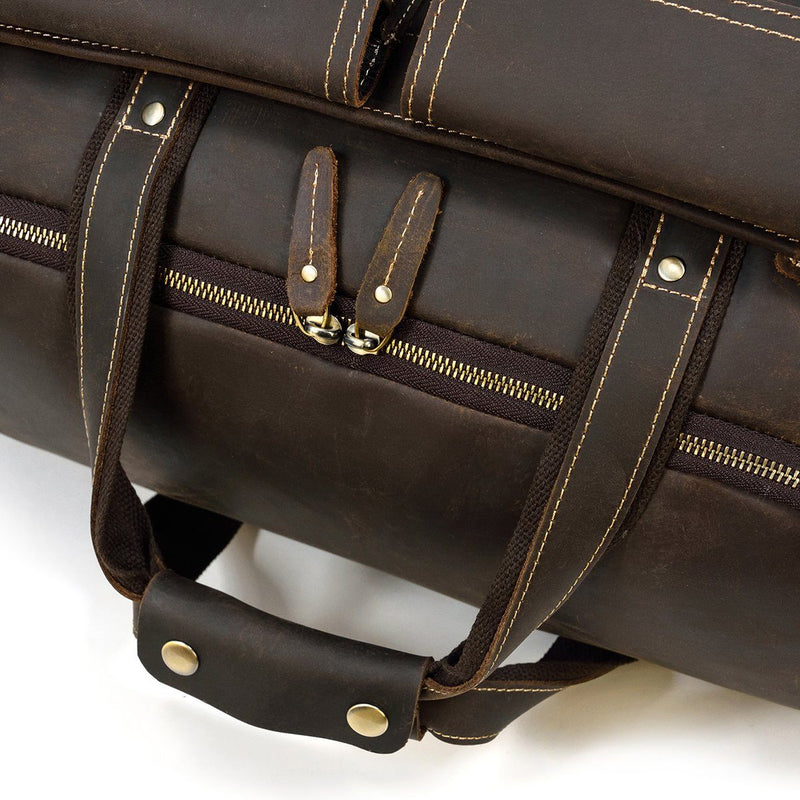 black leather duffle bag mens