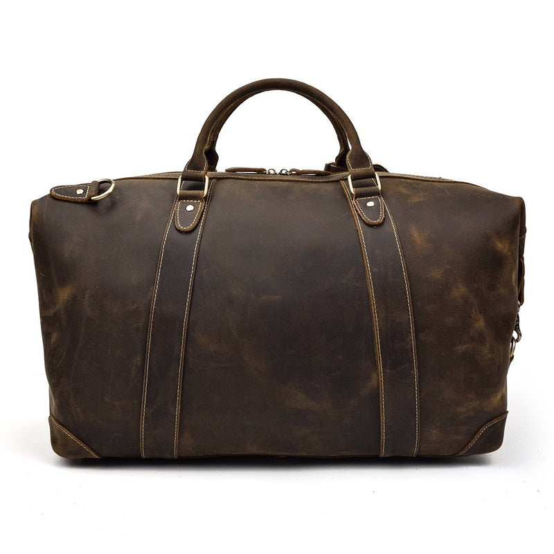 black leather holdall bag