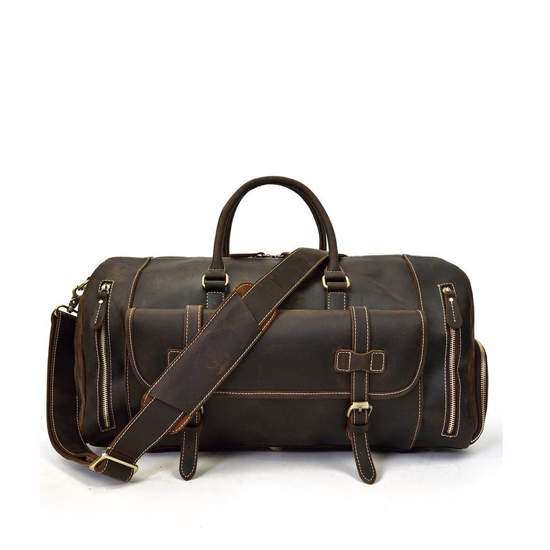 black leather weekend bag mens