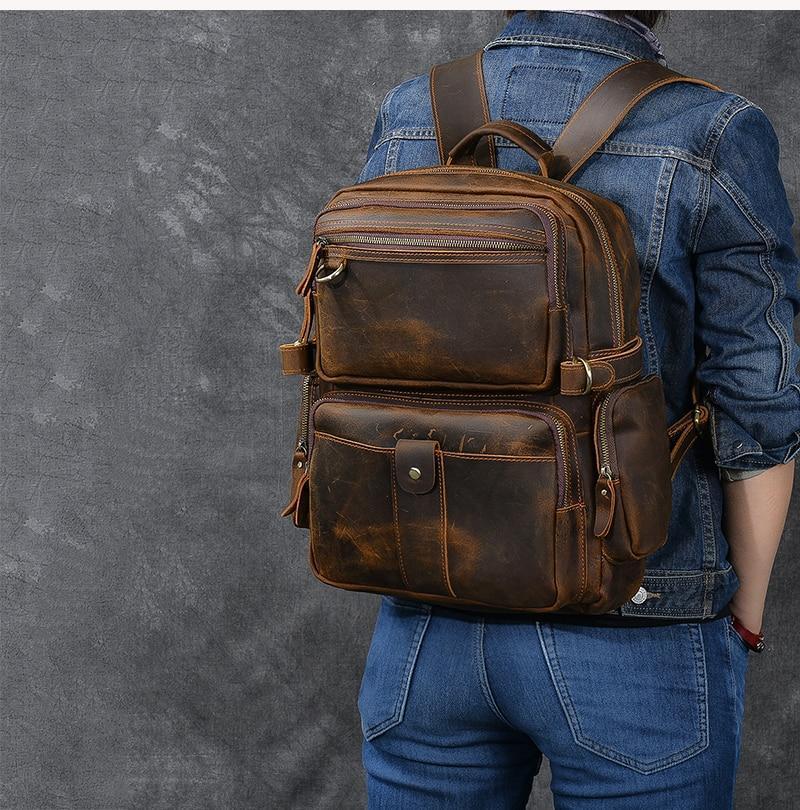 brown leather backpack mens