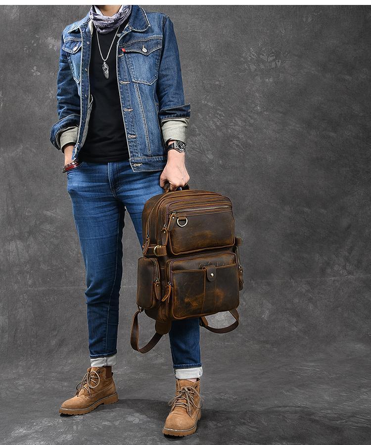 large leather rucksack