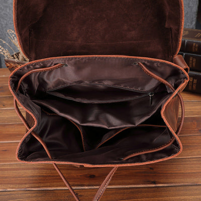 brown leather backpack laptop