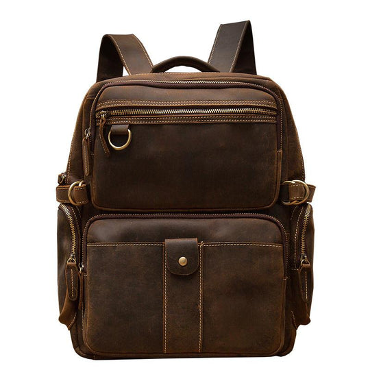 Brown Leather Backpack Rucksack