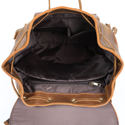 brown leather backpack women