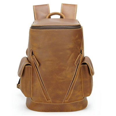 filled brown leather bookbag with vintage look