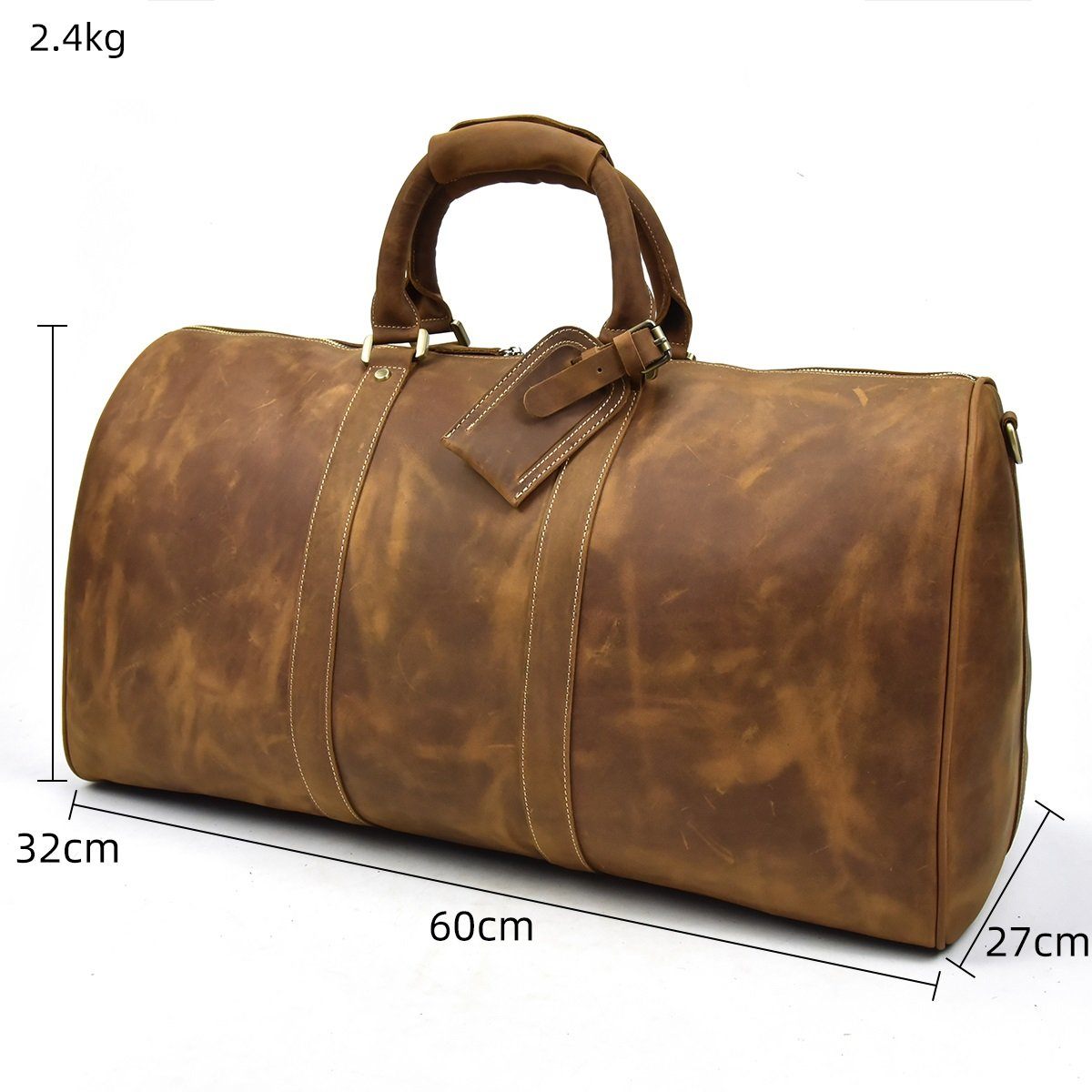 brown leather holdall bag
