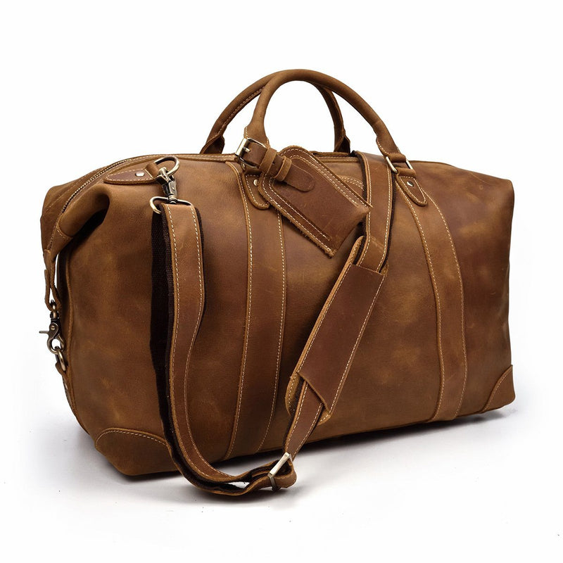 brown leather holdall weekend bag