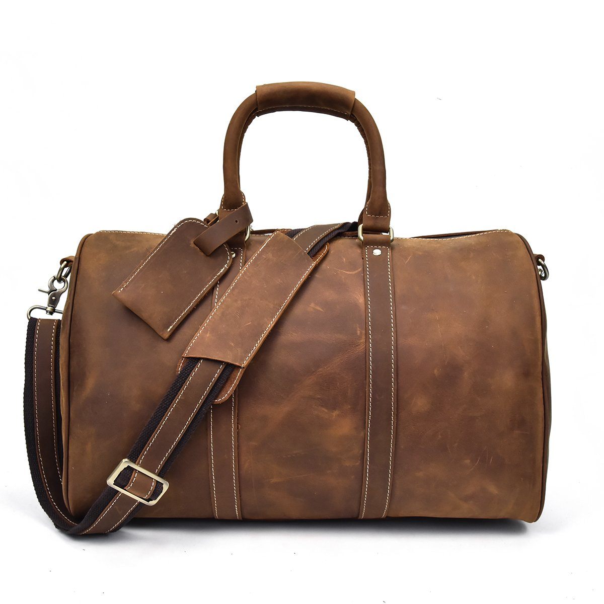 brown leather holdall