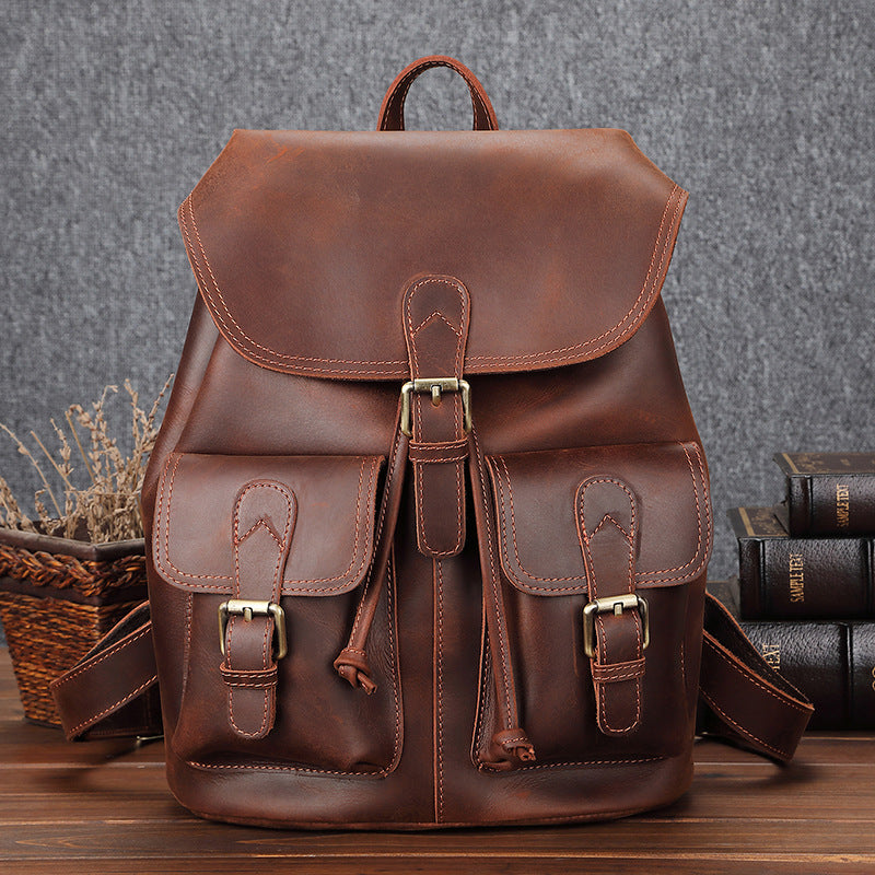 Brown leather purse backpack hotsell