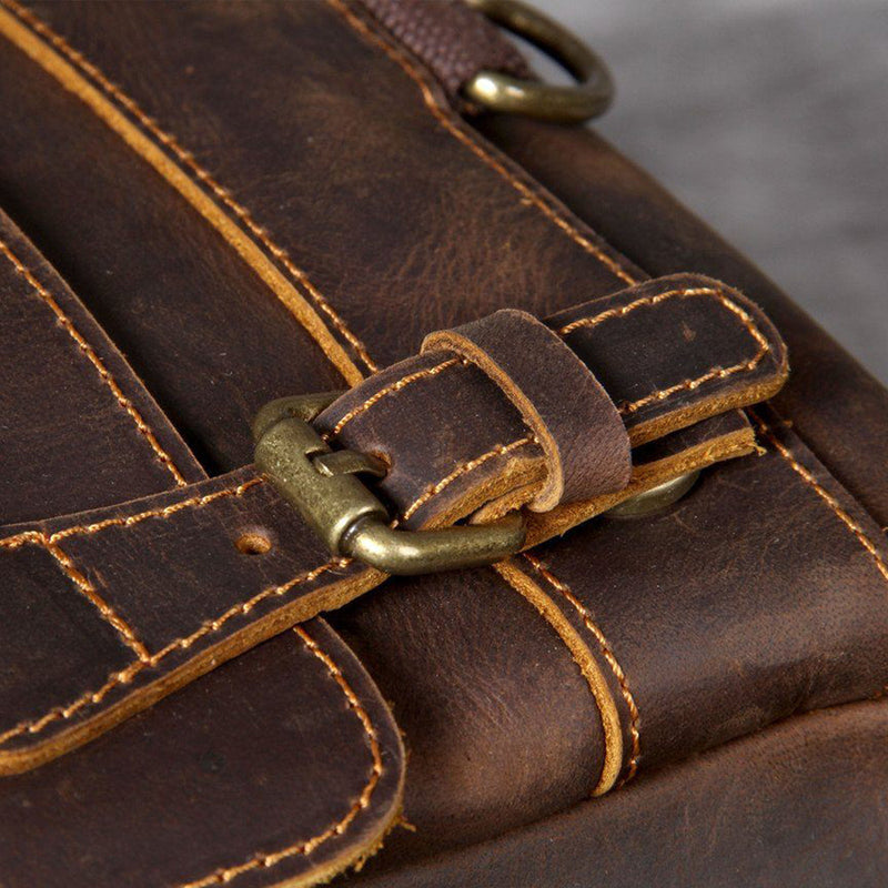 brown leather rucksack