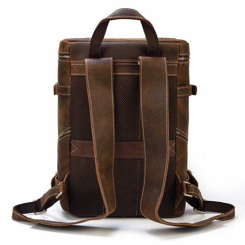 brown leather rucksack backpack