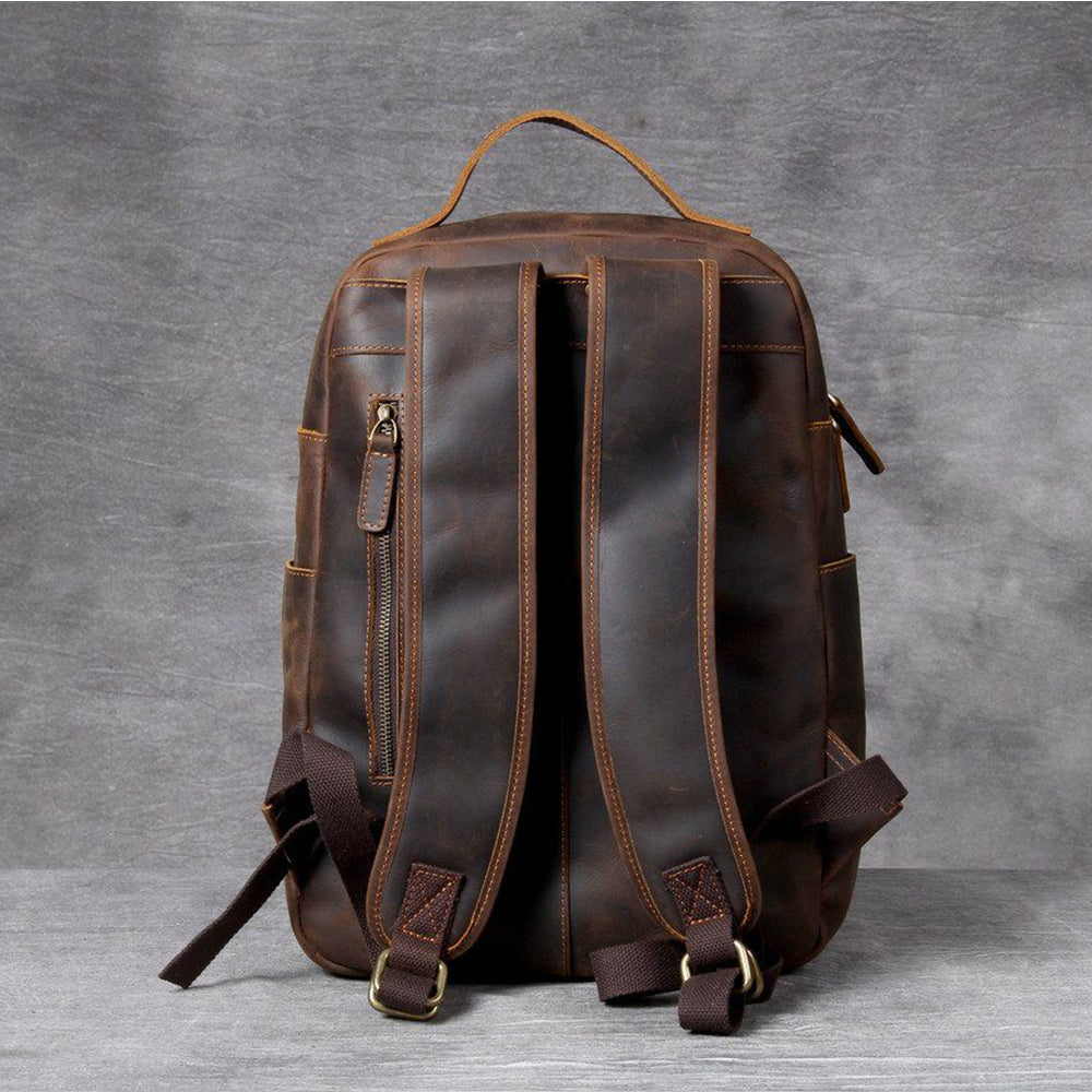 brown leather small backpack mens Tan Leather Backpack - Vintage Bag for Men & Women