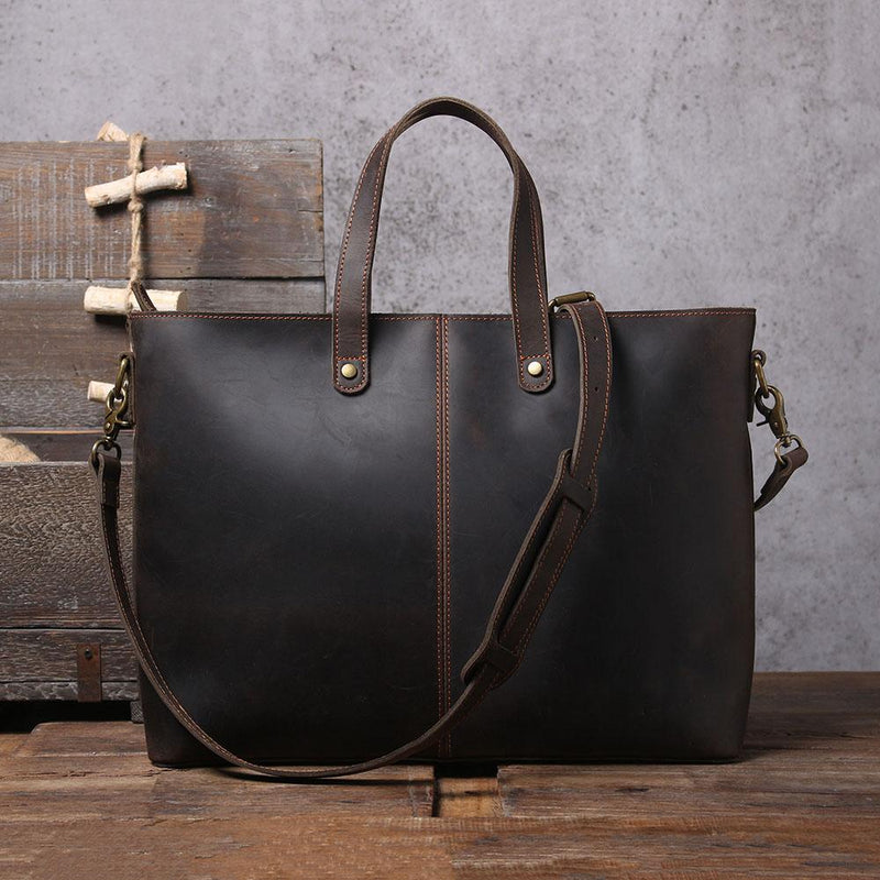 brown leather tote bag