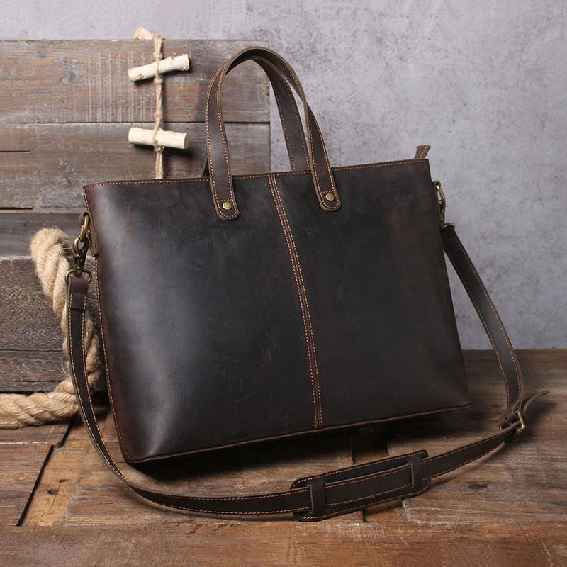 brown leather tote bag