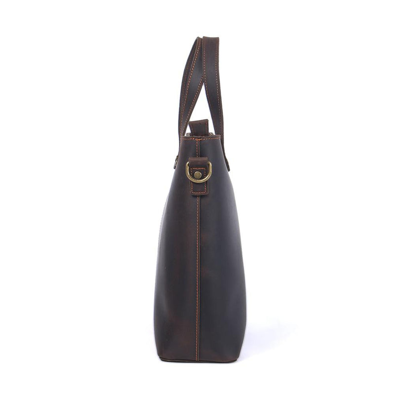 brown leather tote bag