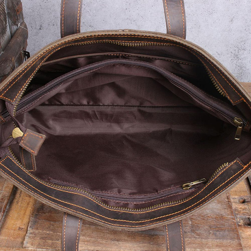 brown leather tote bag