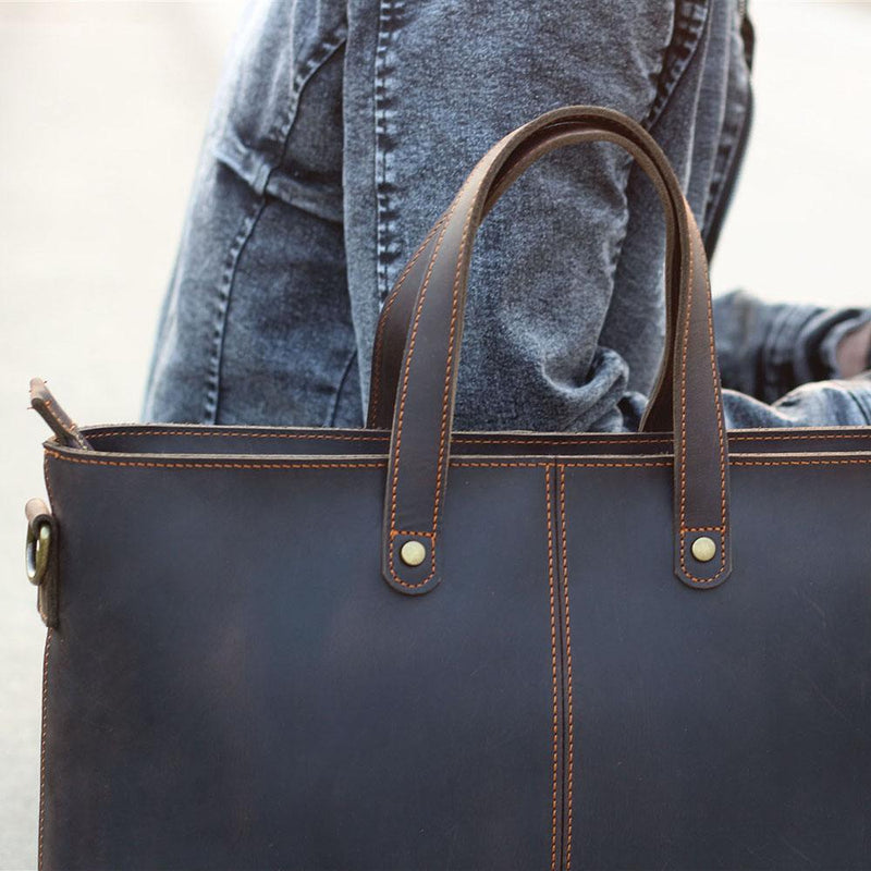 brown leather tote bag