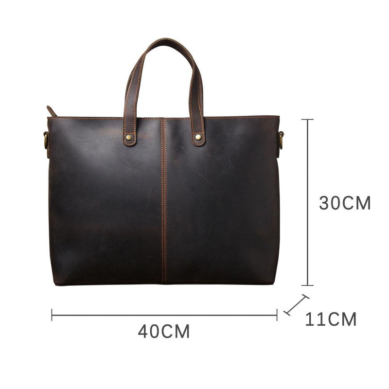 brown leather tote bag