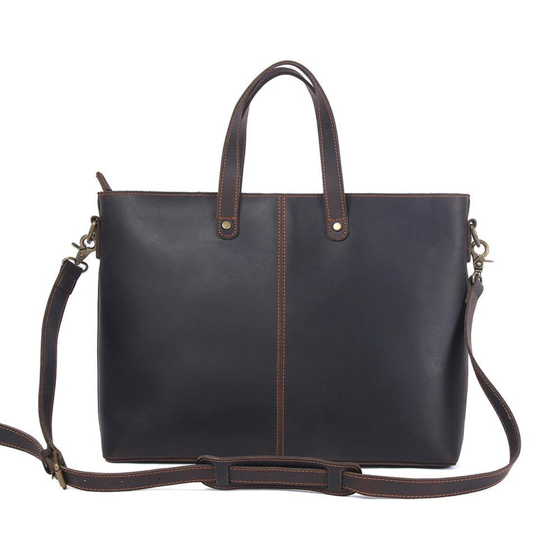 brown leather tote bag