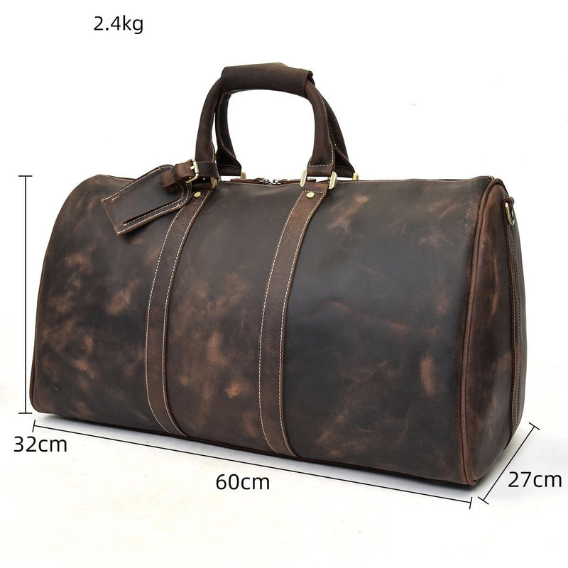 brown leather weekend holdall