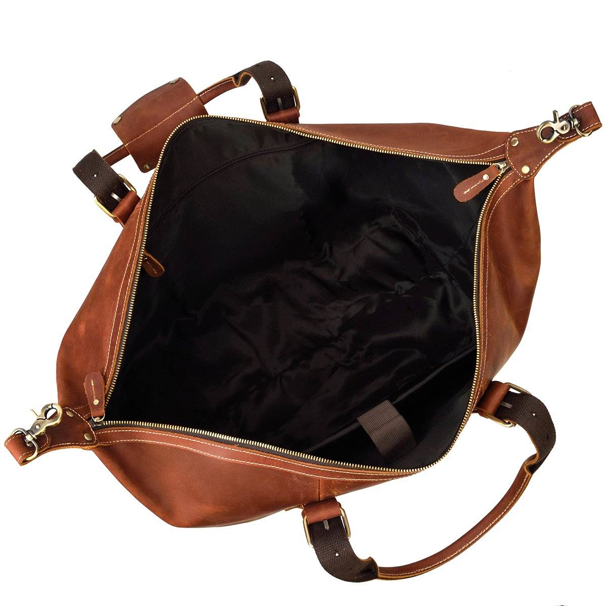 brown leather weekend travel bag