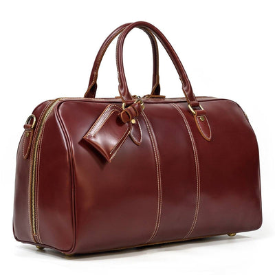 brown leather weekender bag