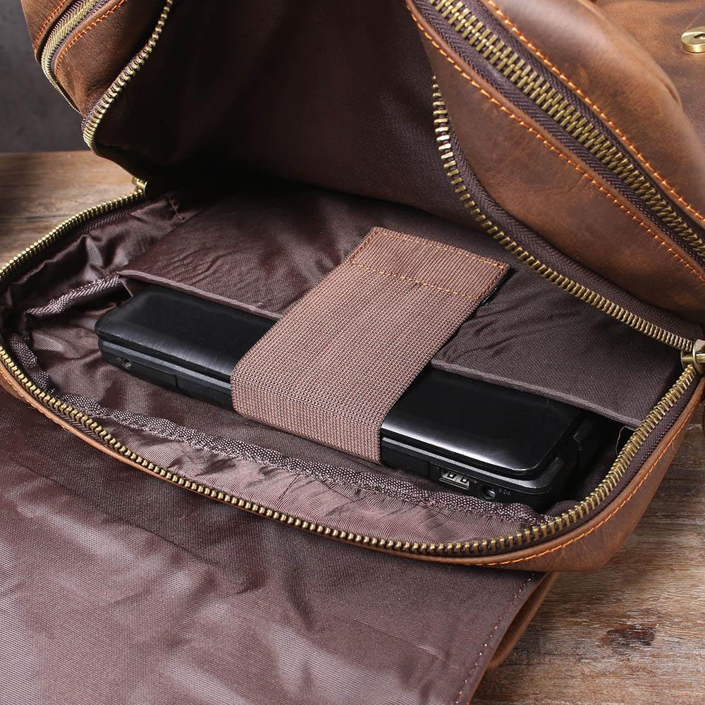 sac à dos en cuir marron ordinateur portable