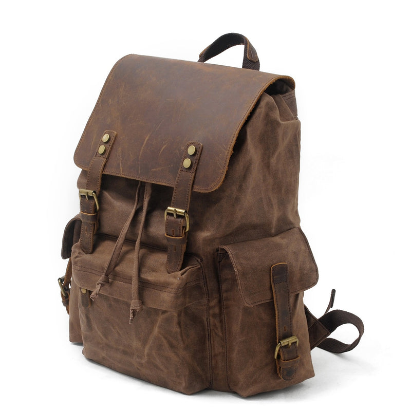 canvas and leather backpack