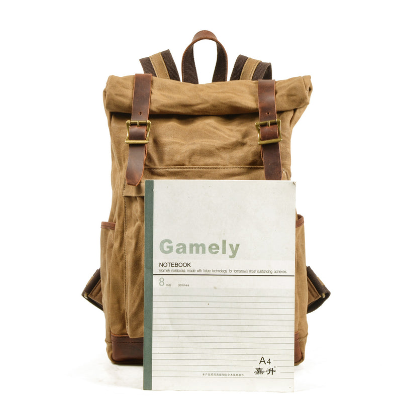 canvas and leather backpack