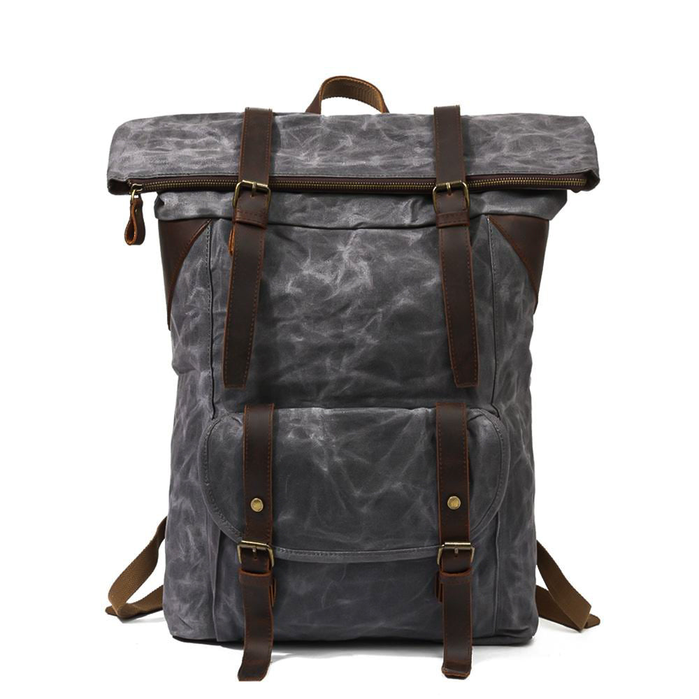 canvas backpack with leather straps