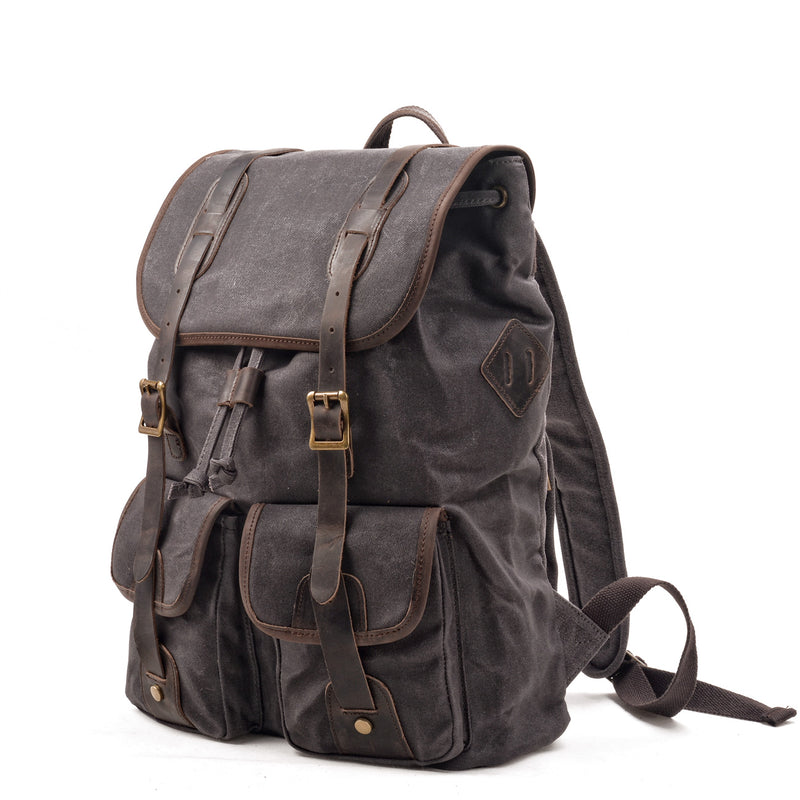 canvas backpack with leather straps