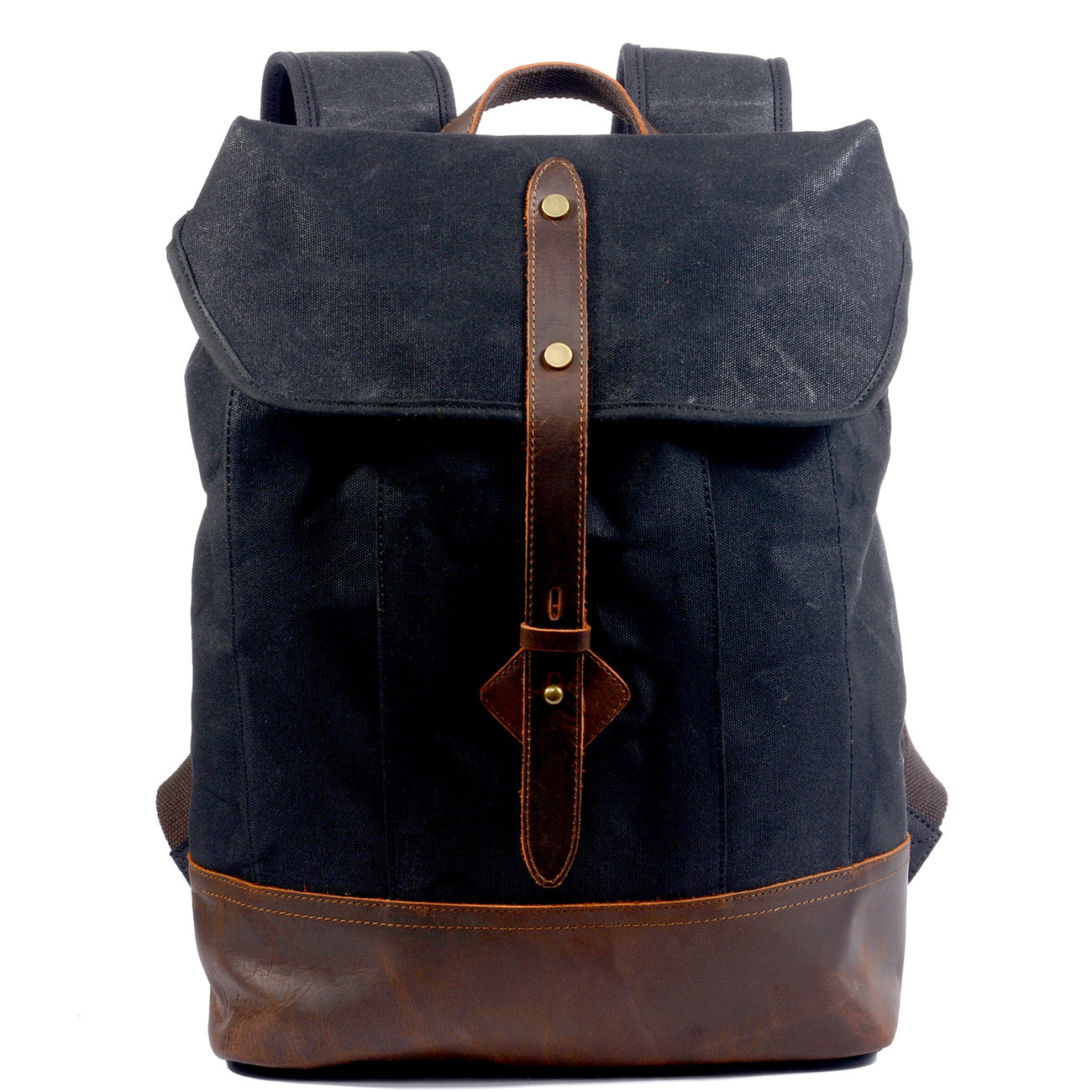 canvas backpack with leather straps