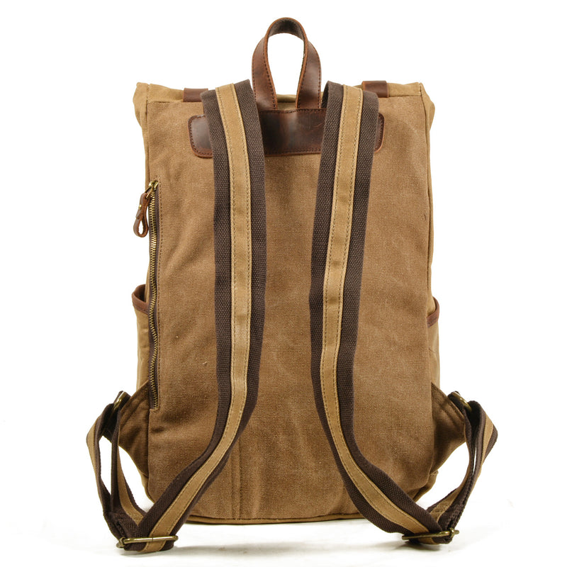 canvas backpack with leather straps