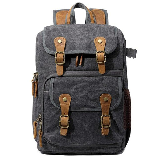 bill roms vintage canvas and leather backpack Vintage Canvas Camera Bag - Weatherproof Photography Backpack