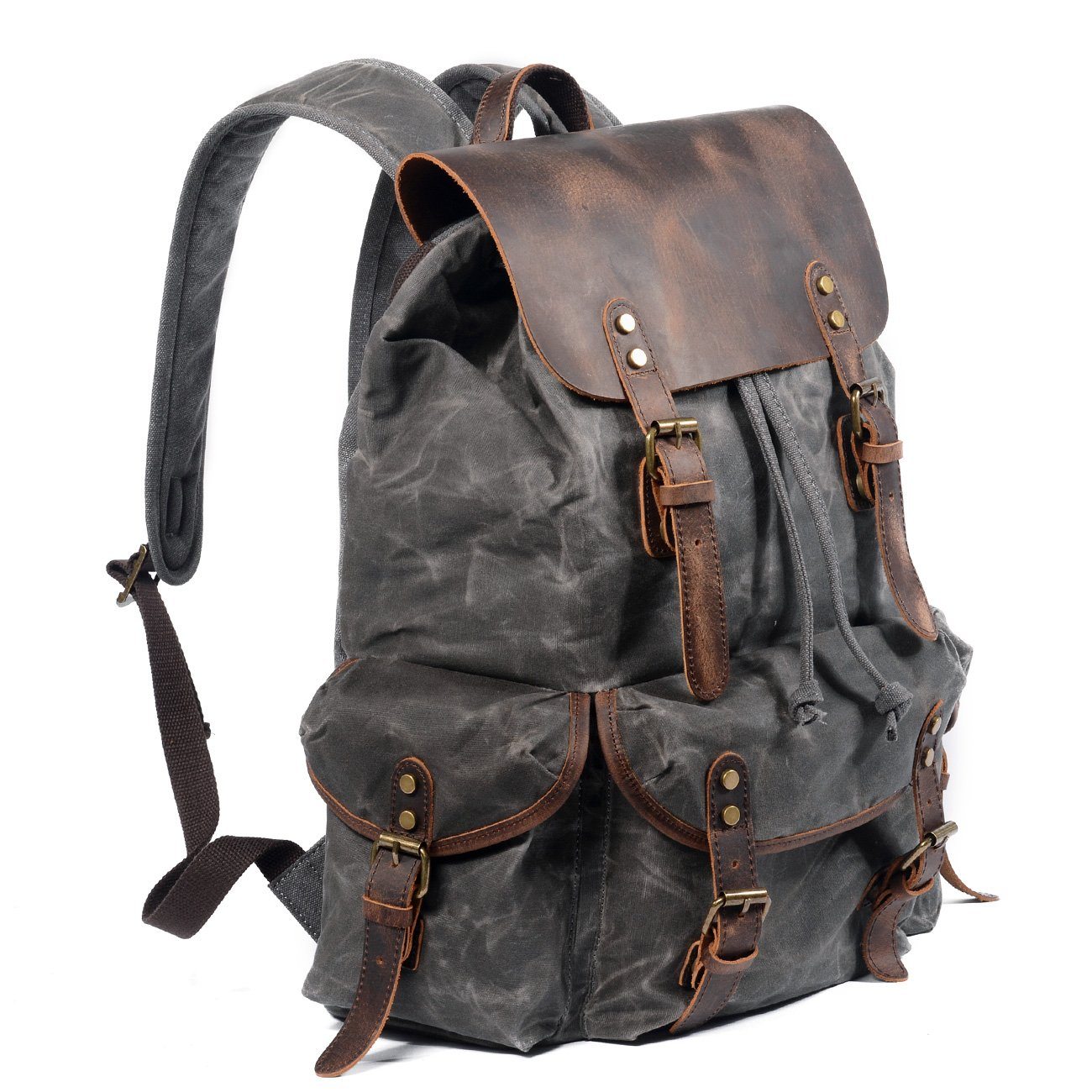 canvas leather rucksack backpack