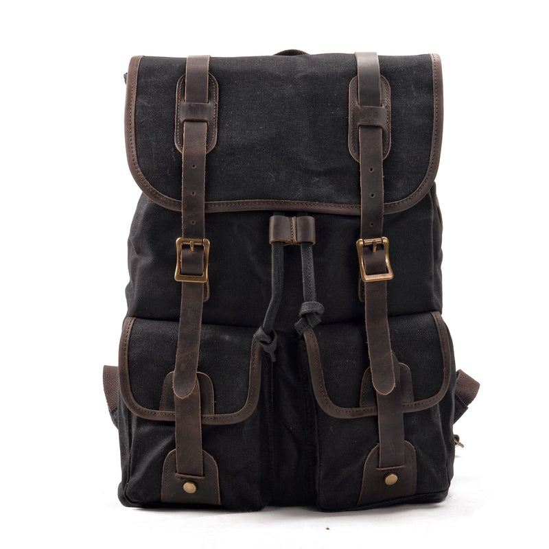 abbeydale black house check canvas and leather backpack Canvas Travel Backpack - Heavy Duty Canvas & Leather