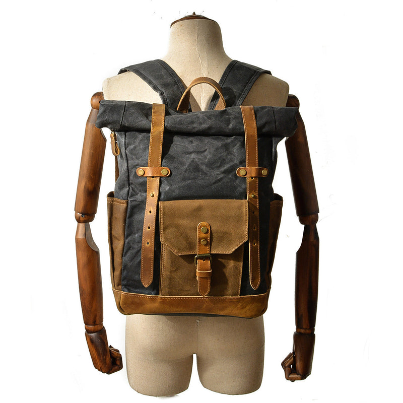 Vintage Roll Top Rucksack - Canvas & Leather | COPENHAGUE