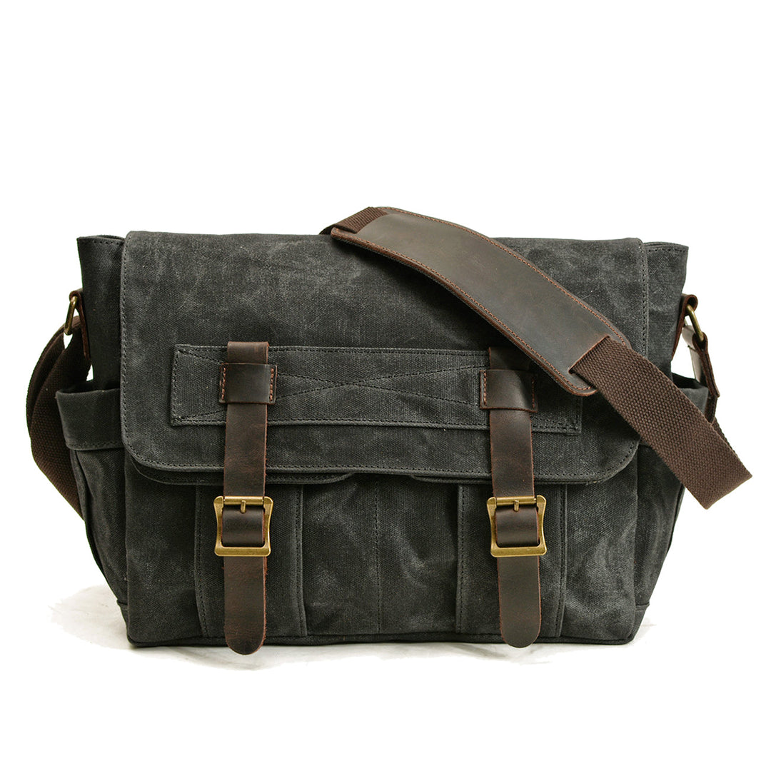 Cross Shoulder Bag - Vintage Canvas & Leather Messenger Bag | HOUSTON