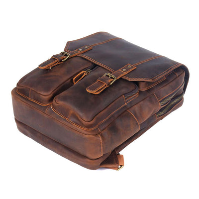 dark brown leather rucksack