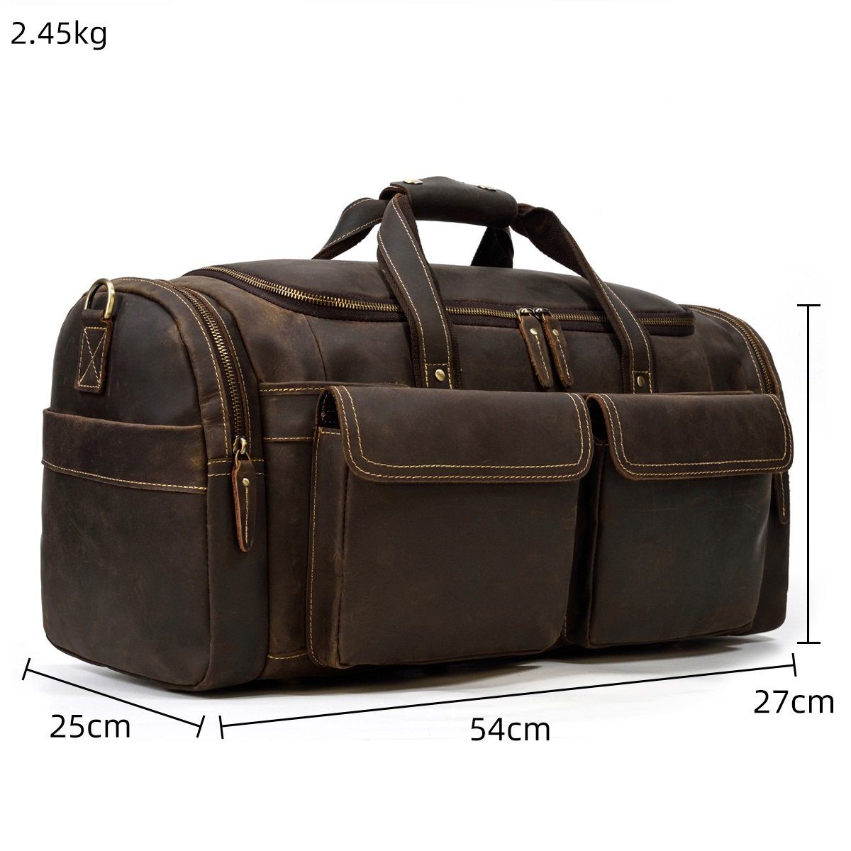 Luxury Genuine Leather Men Women Travel Bag Cow Leather Carry On