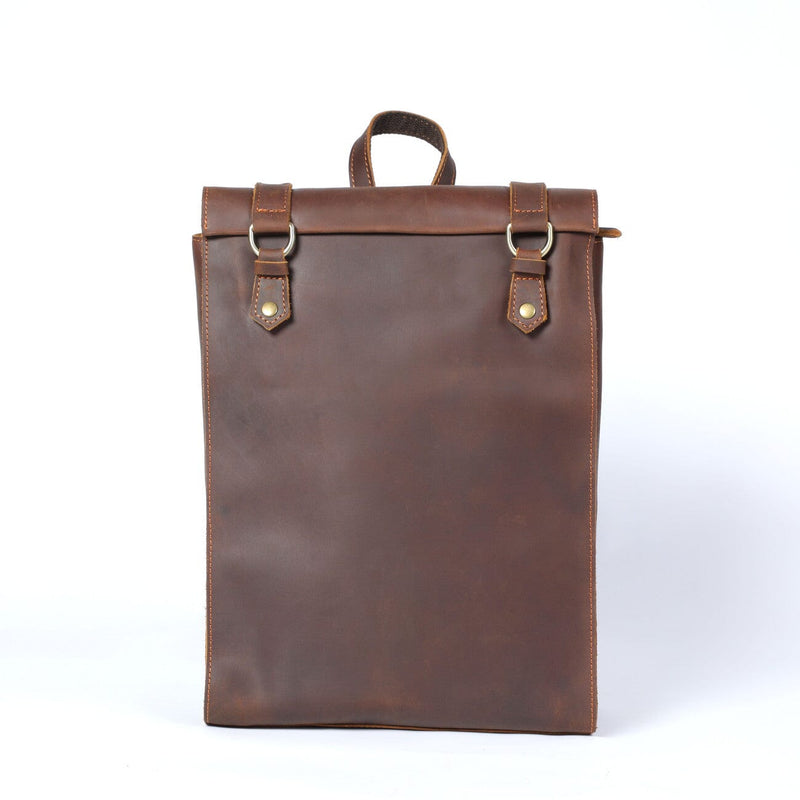 full grain leather backpack, coffee, kaplan