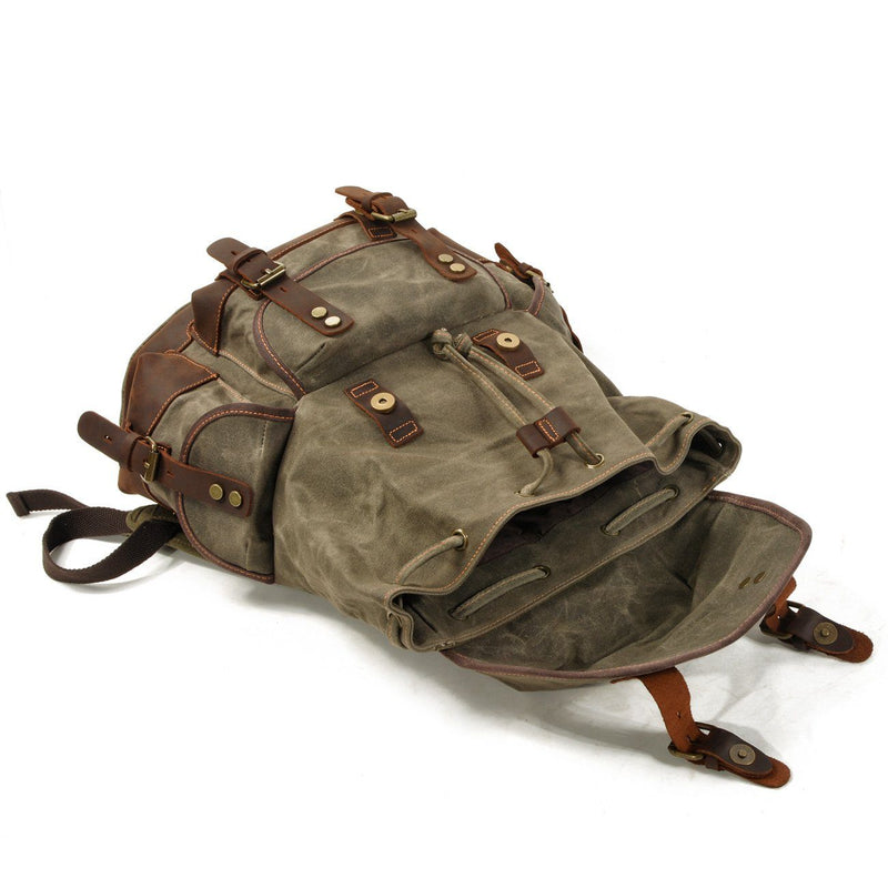 drawstring canvas hiking backpack