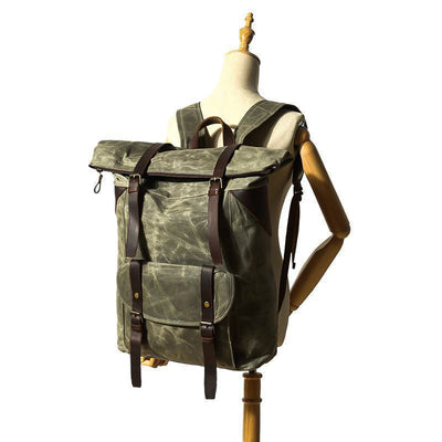green canvas laptop backpack