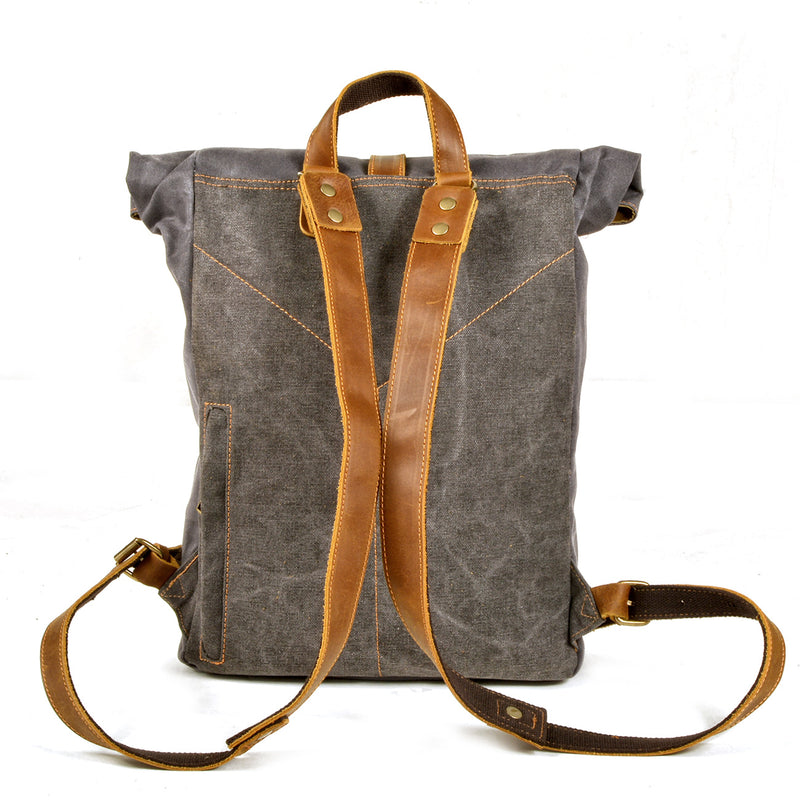 Waxed Canvas Rucksack - Roll Top 15.6