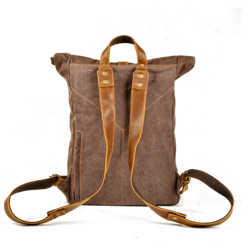 Waxed Canvas Rucksack - Roll Top 15.6