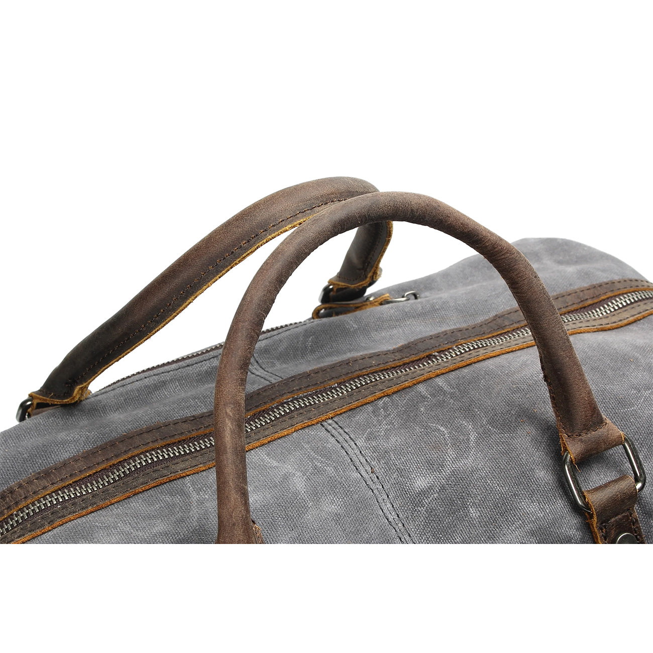 heavy canvas duffle bag with reinforced doubled leather handles