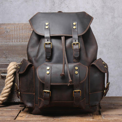 high quality leather backpack