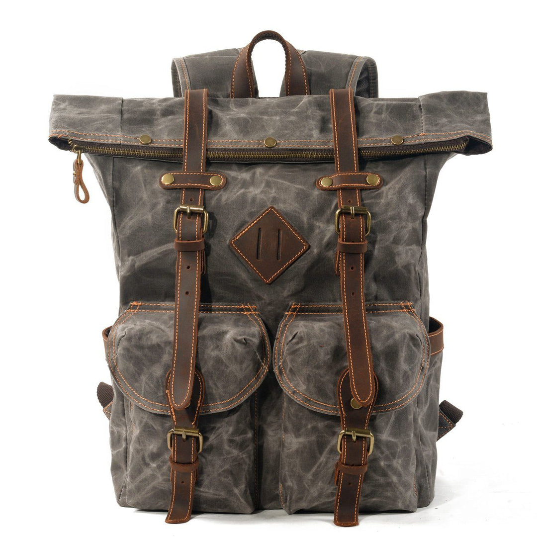 canvas leather trim backpack Canvas Hipster Backpack - BERLIN