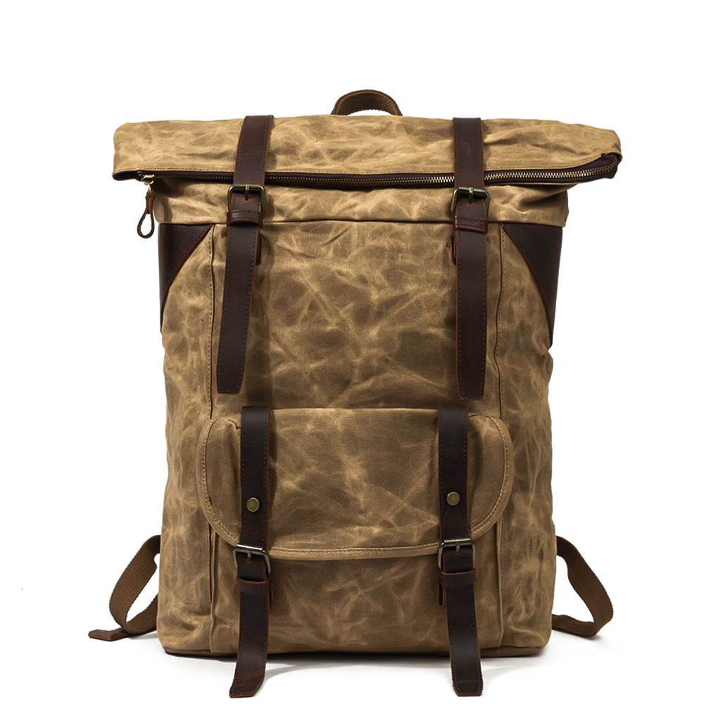 khaki big canvas backpack