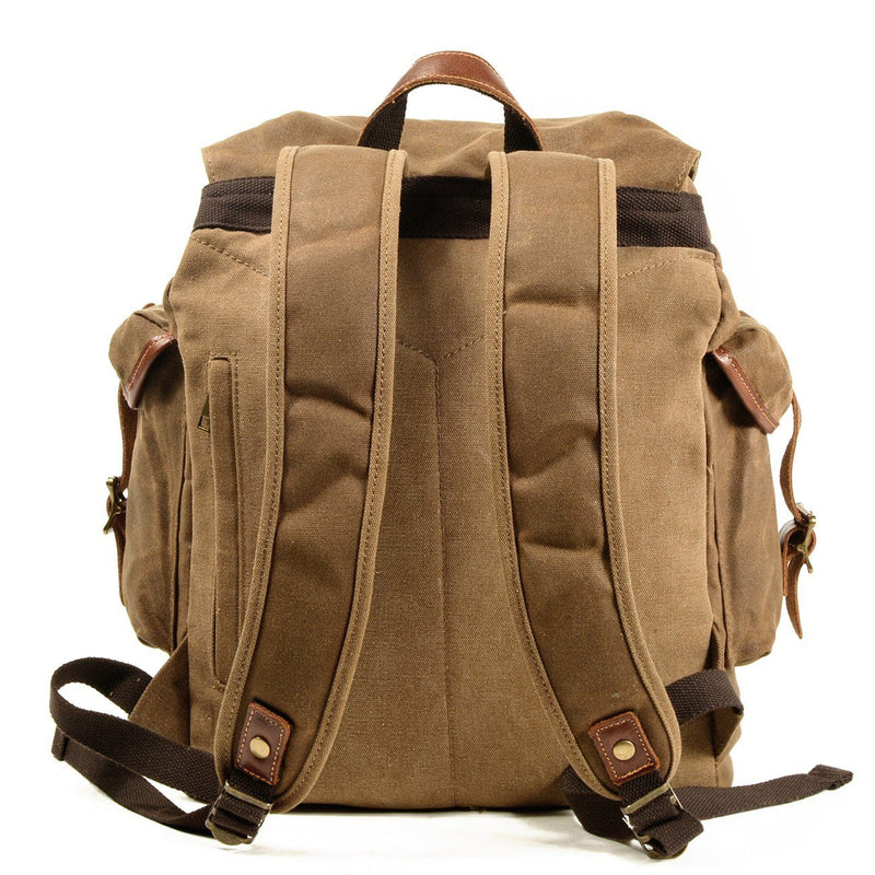 khaki old school rucksack